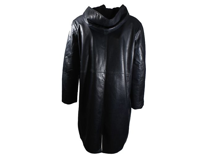 Abrigo Jil Sander de piel con capucha azul noche - vista 7