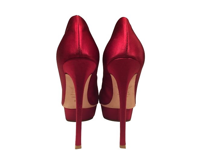 Décolleté Le Silla Rosse in Pelle e Raso Rosso - vista 3