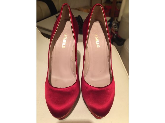 Décolleté Le Silla Rosse in Pelle e Raso Rosso - vista 4
