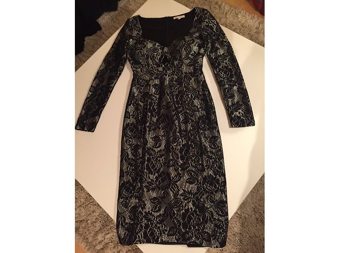 Asos Spitzenkleid Schwarz und Silber Größe S - Ansicht 4