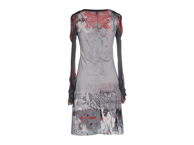 Autre Marque Abito Save the Queen grigio e rosso in viscosa - vista 2