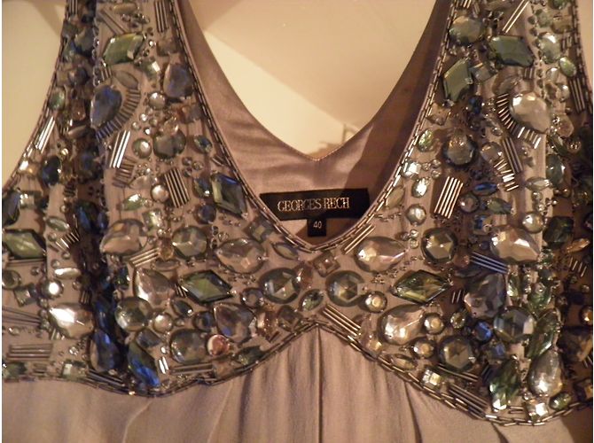 Vestido de cóctel de seda Georges Rech Gris Azul - vista 3
