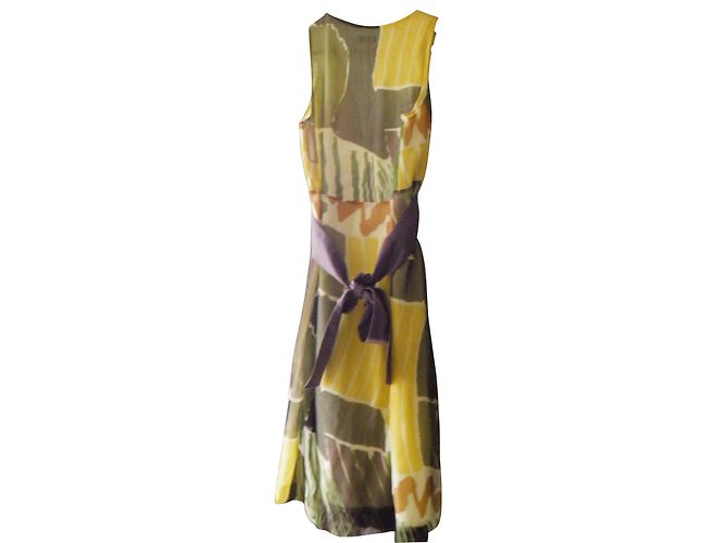 Abito da cocktail Zapa in seta stampato verde giallo viola - vista 2