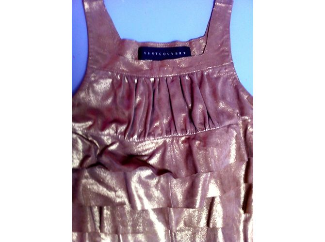 Ventcouvert Kleid aus Leder Gold Golden - Ansicht 3