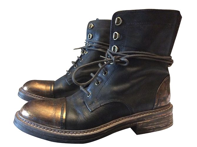 Autre Marque Botines de piel negra Negro - vista 2