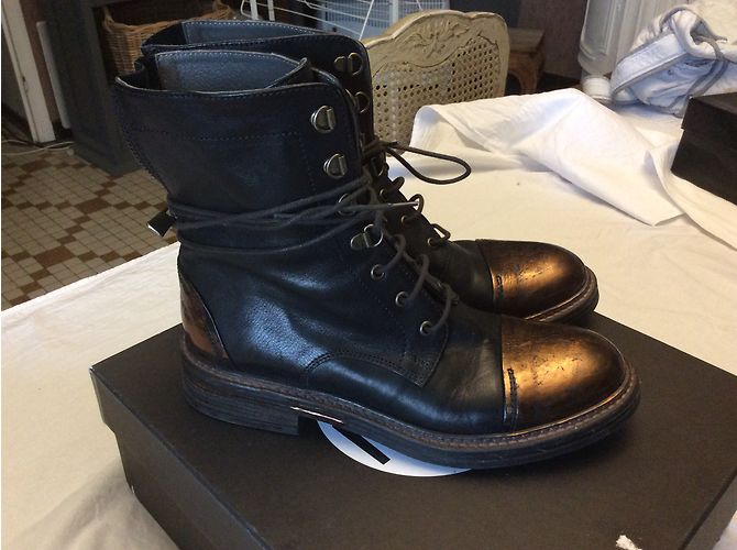 Autre Marque Botines de piel negra Negro - vista 4