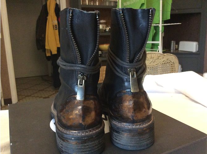 Autre Marque Botines de piel negra Negro - vista 5