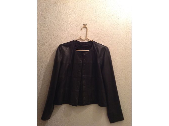 Ikks Schwarze Lederjacke aus Lammfell - Ansicht 8
