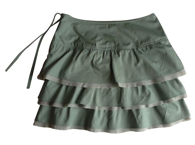Falda Claudie Pierlot Verde Almendra con Volantes Talla 1 - vista 2