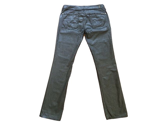 Jeans Straight Leg 7 For All Mankind Negro Metalizado Metálico - vista 3