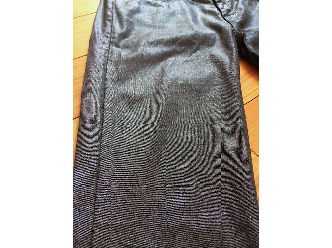 Jeans Straight Leg 7 For All Mankind Negro Metalizado Metálico - vista 4
