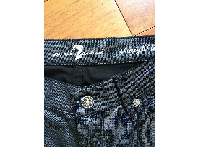 Jeans Straight Leg 7 For All Mankind Negro Metalizado Metálico - vista 5