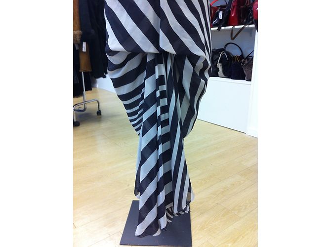 Rick Owens Seidenkleid Gestreift Beige Schwarz Mehrfarben - Ansicht 3
