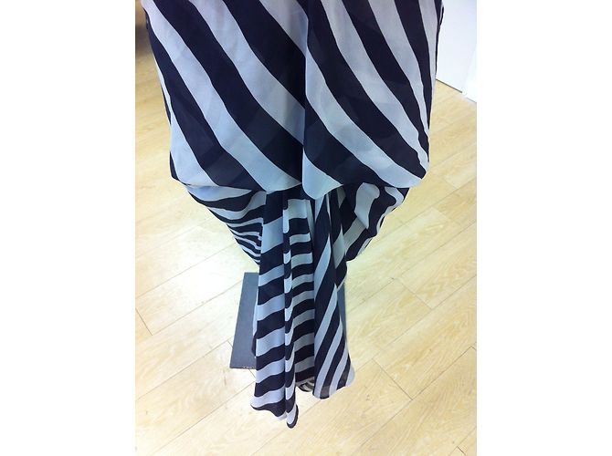 Rick Owens Seidenkleid Gestreift Beige Schwarz Mehrfarben - Ansicht 8
