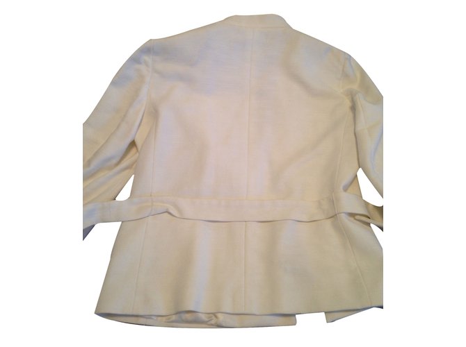 Max Mara Jacke in Eggshell aus Polyester mit Gürtel Aus weiß - Ansicht 2