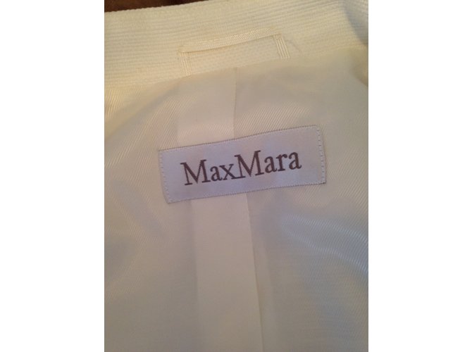 Max Mara Jacke in Eggshell aus Polyester mit Gürtel Aus weiß - Ansicht 4
