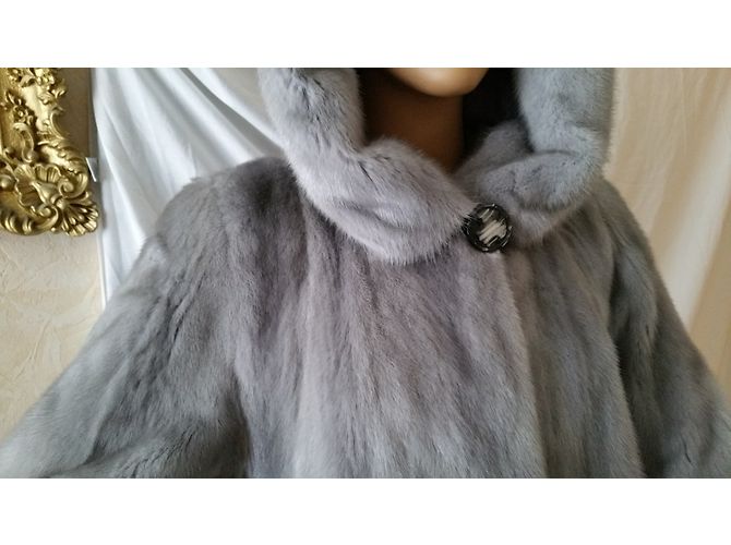 Autre Marque Abrigo de visón gris bluette talla 40 Plata - vista 4