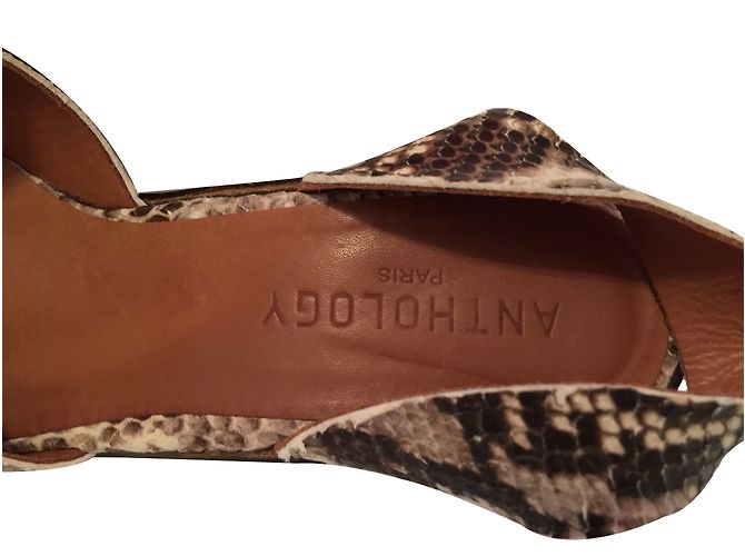 Autre Marque Mules compensées en cuir imprimé python 39 - vue 2