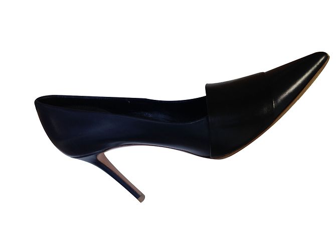 Décolleté Céline in pelle blu scuro a punta - vista 2