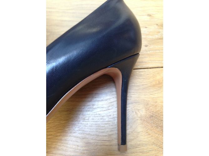 Décolleté Céline in pelle blu scuro a punta - vista 3