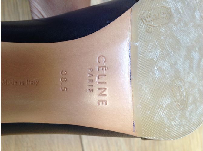 Décolleté Céline in pelle blu scuro a punta - vista 4