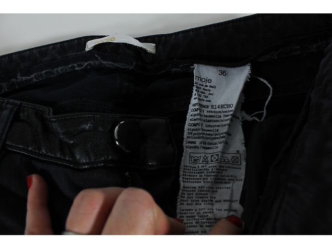 Maje Jeans Schwarz mit Kunstleder Details - Ansicht 3