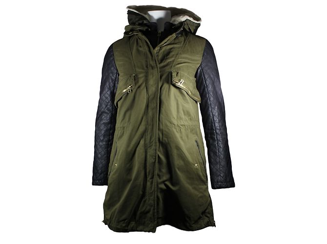 Parka Zara Verde Khaki e Nero Cachi - vista 5