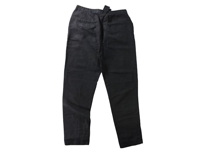Pantaloni Sandro neri in lyocell e lino Nero - vista 2