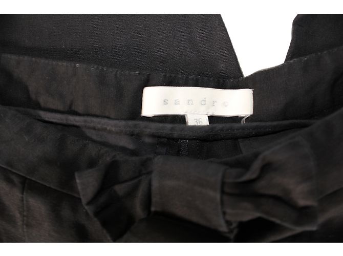 Pantaloni Sandro neri in lyocell e lino Nero - vista 3