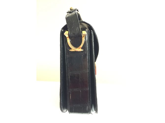 Borsa a tracolla Céline in pelle di coccodrillo nera Nero - vista 3