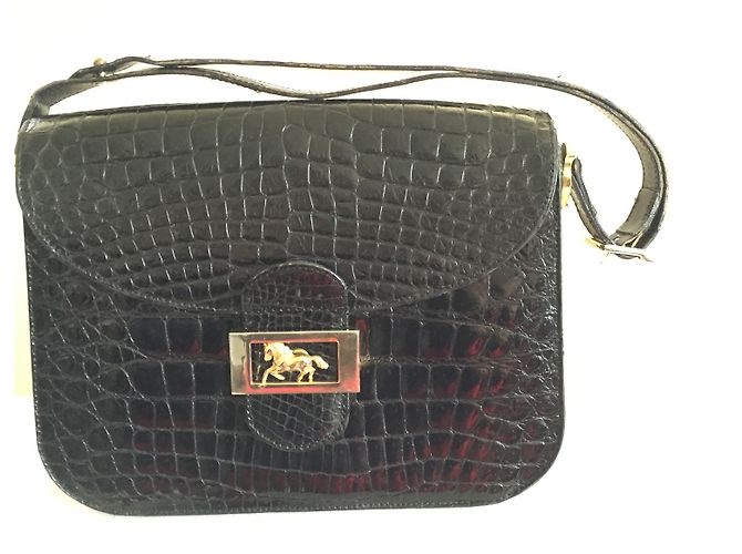 Borsa a tracolla Céline in pelle di coccodrillo nera Nero - vista 4