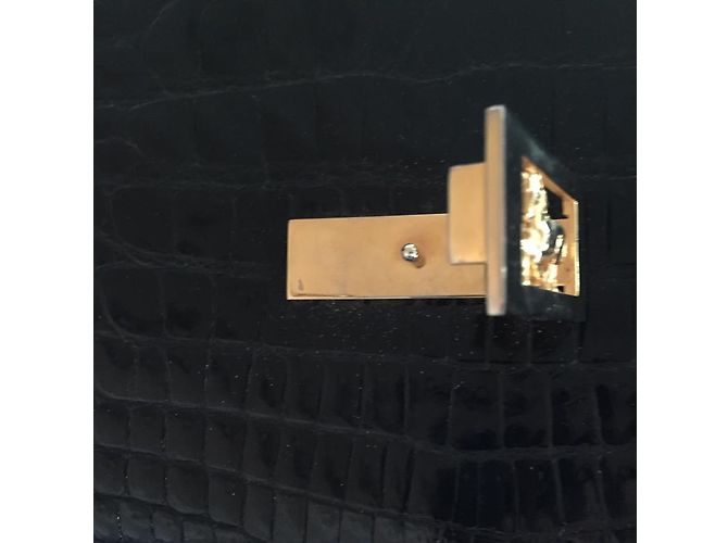 Borsa a tracolla Céline in pelle di coccodrillo nera Nero - vista 6