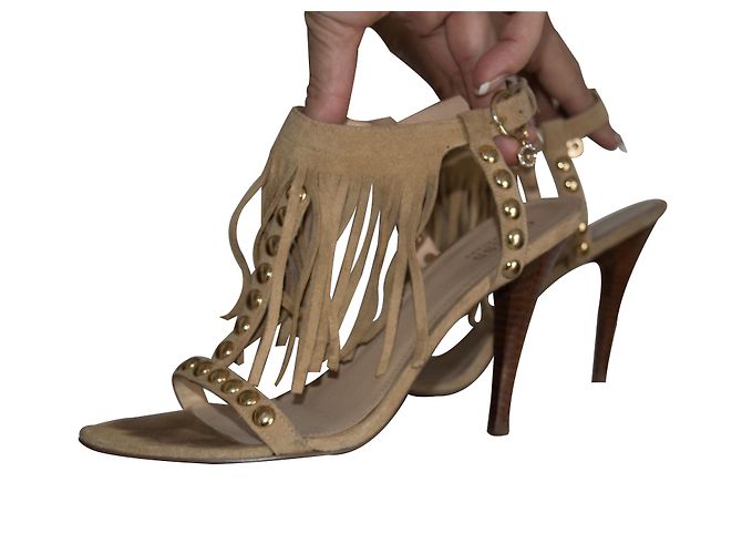 Sandali Guess Beige in Scamosciato con Frange - vista 2