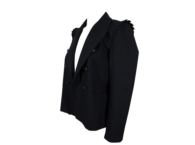 Sandro Schwarze Jacke mit Rüschendetails Größe 40 - Ansicht 2
