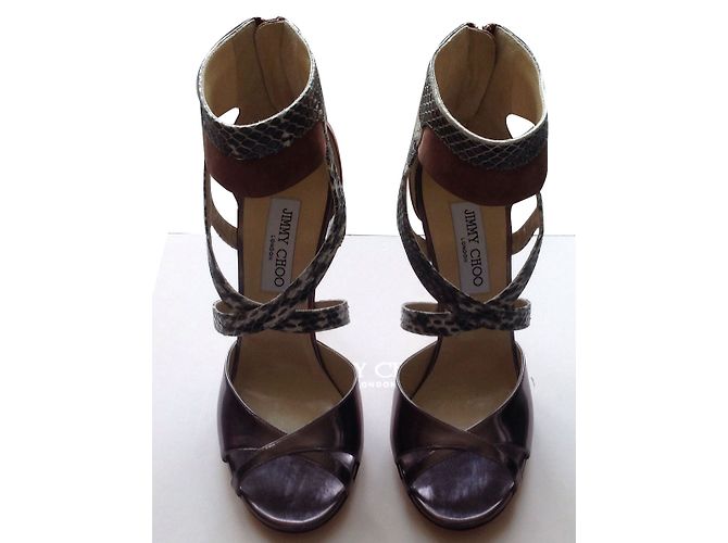 Décolleté Jimmy Choo President Pelle Argento Bordeaux Serpente Multicolore - vista 2