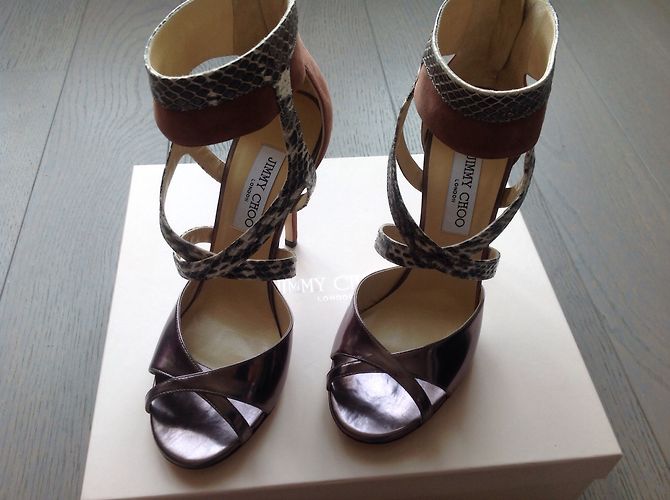 Décolleté Jimmy Choo President Pelle Argento Bordeaux Serpente Multicolore - vista 4