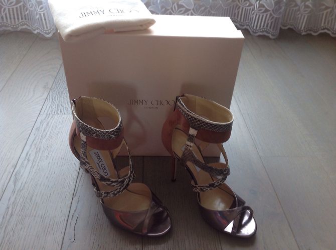 Décolleté Jimmy Choo President Pelle Argento Bordeaux Serpente Multicolore - vista 5