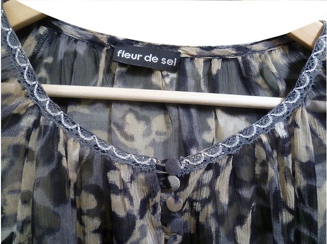 Autre Marque Seiden Tunika Bluse schwarz blau und beige Größe 42 Mehrfarben - Ansicht 2