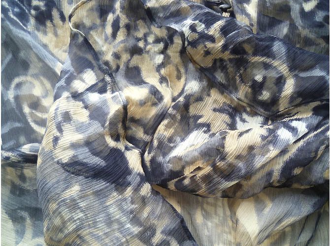 Autre Marque Seiden Tunika Bluse schwarz blau und beige Größe 42 Mehrfarben - Ansicht 4