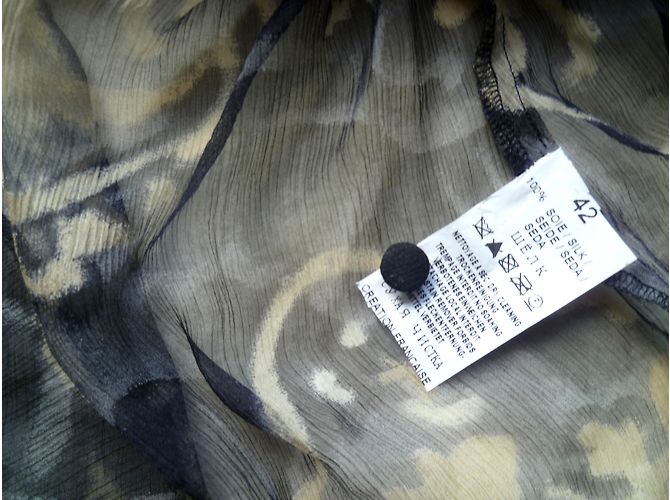 Autre Marque Seiden Tunika Bluse schwarz blau und beige Größe 42 Mehrfarben - Ansicht 5