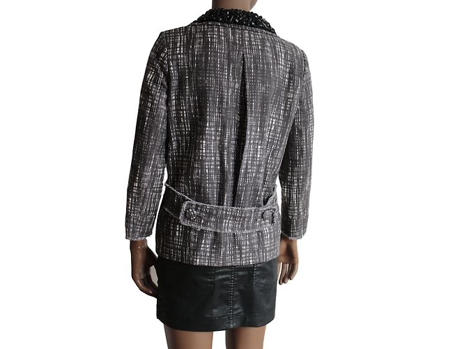 Chaqueta J.Crew de algodón con cuello de lentejuelas Gris Blanco - vista 2