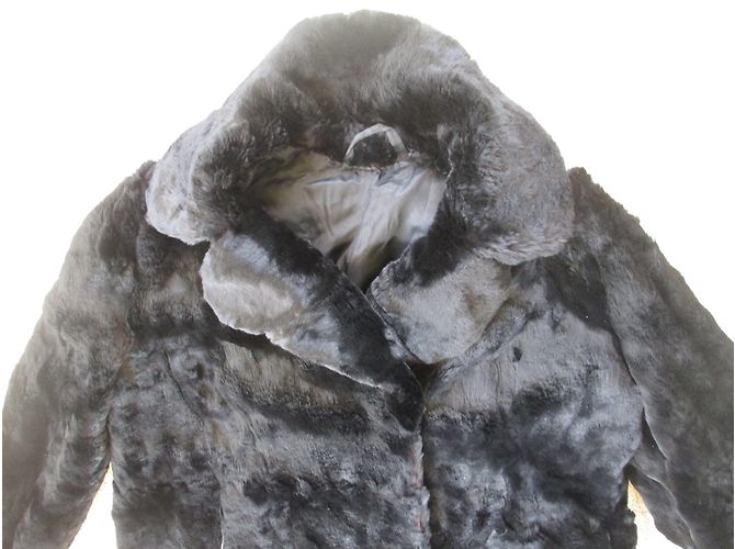 Autre Marque Chaqueta de piel de conejo negro Talla 44 - vista 7