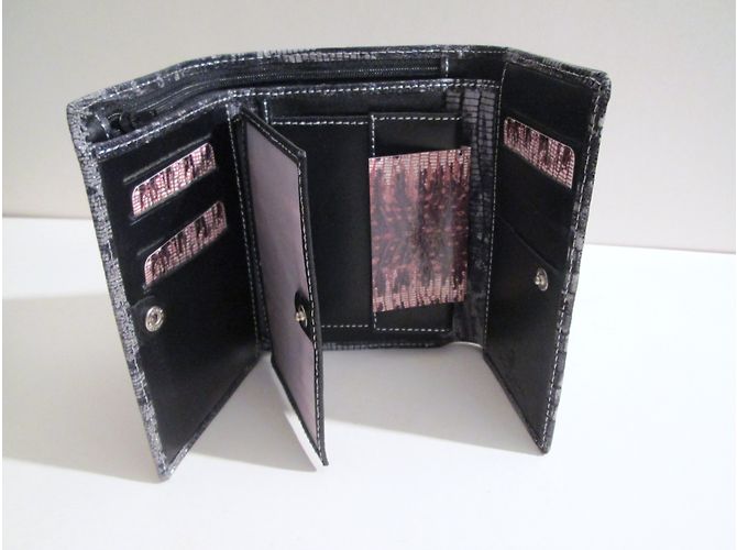 Autre Marque Cavalli Leather Reptile Motif Wallet Grey - view 2