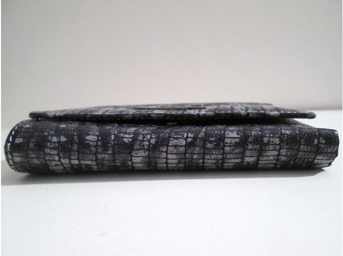 Autre Marque Cavalli Leather Reptile Motif Wallet Grey - view 3
