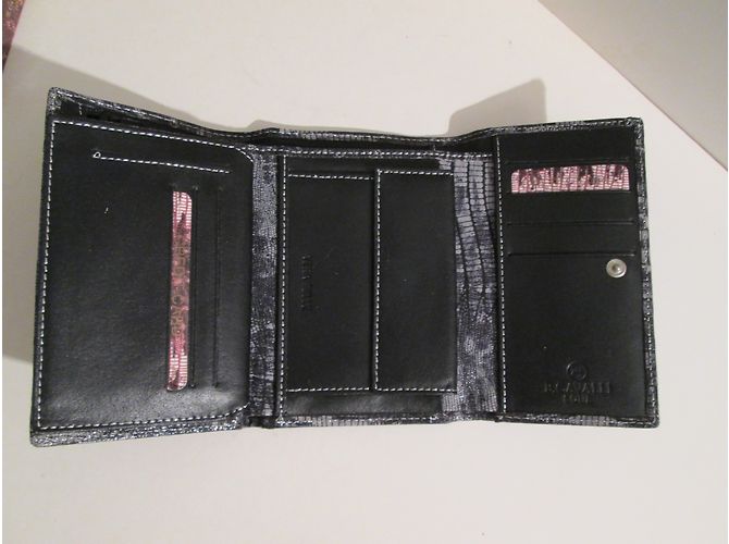 Autre Marque Cavalli Leather Reptile Motif Wallet Grey - view 5