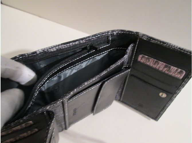 Autre Marque Cavalli Leather Reptile Motif Wallet Grey - view 6