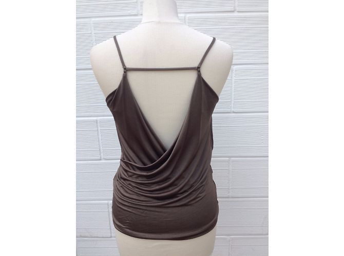Plein Sud Khaki Satin Acetate Top - view 3