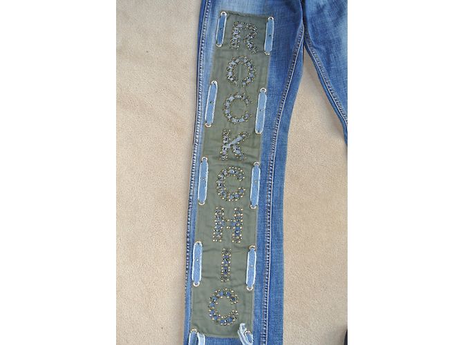 Autre Marque Vaqueros de denim azul hechos a mano - vista 2