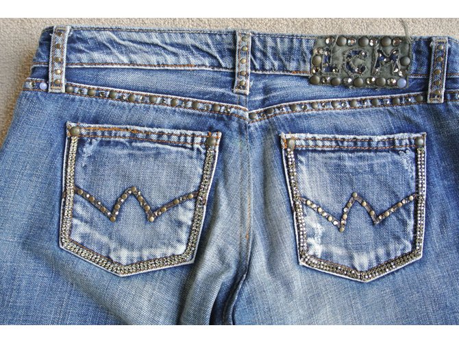 Autre Marque Vaqueros de denim azul hechos a mano - vista 4