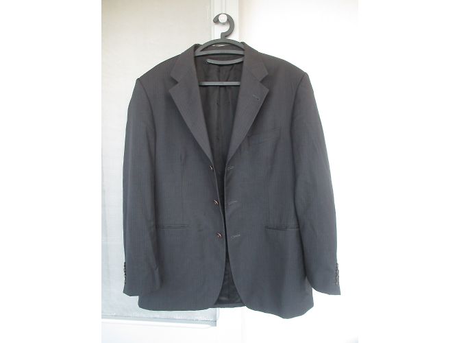 Yves Saint Laurent Black Striped Wool Suit Jacket Size 52 - view 3